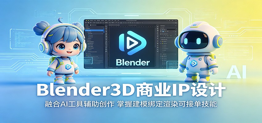 Blender3D商业IP设计：融合AI工具辅助创作，掌握建模绑定渲染可接单技能-百盟网