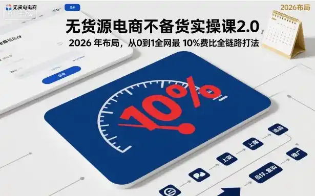 无货源电商不备货实操课2.0，2026年布局，从0到1全网最低10%费比全链路打法【更新261019】-百盟网