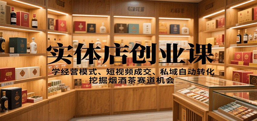 实体店创业课：学经营模式、短视频成交、私域自动转化，挖掘烟酒茶赛道机会-百盟网