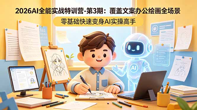 2026AI全能实战特训营-第3期：覆盖文案办公绘画全场景 零基础快速变身AI实操高手-百盟网