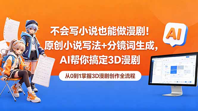 不会写小说也能做漫剧！原创小说写法+分镜词生成，AI帮你搞定3D漫剧-百盟网