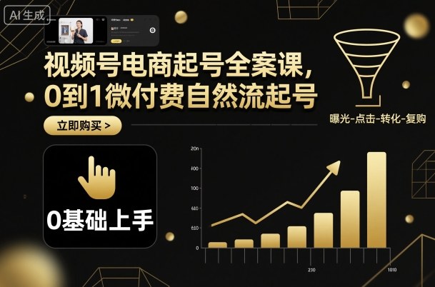 视频号电商起号全案课，0到1微付费自然流起号-百盟网