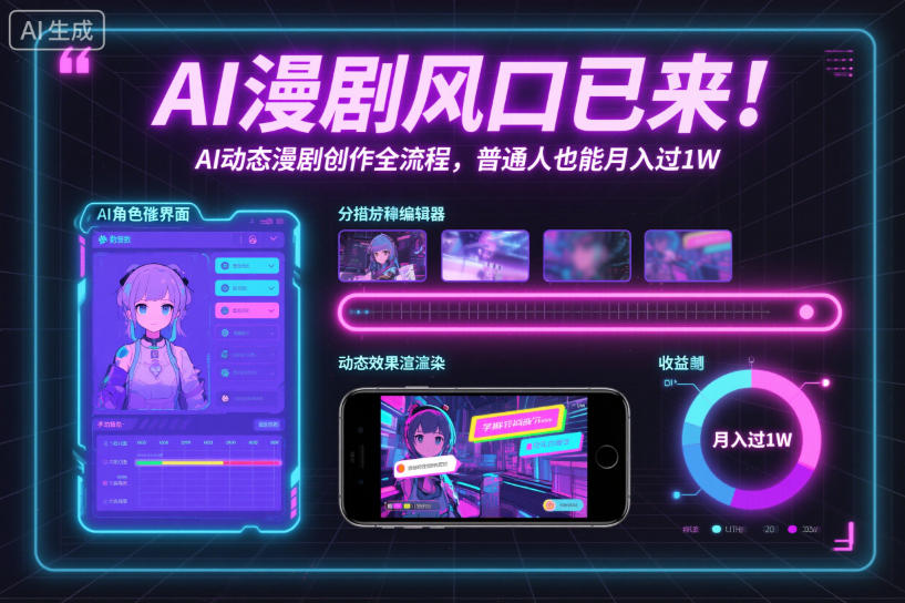 AI漫剧风口已来！AI动态漫剧创作全流程，普通人也能月入过1W-百盟网