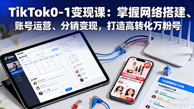 TikTok0-1变现课：掌握网络搭建、账号运营、分销变现，打造高转化万粉号-百盟网