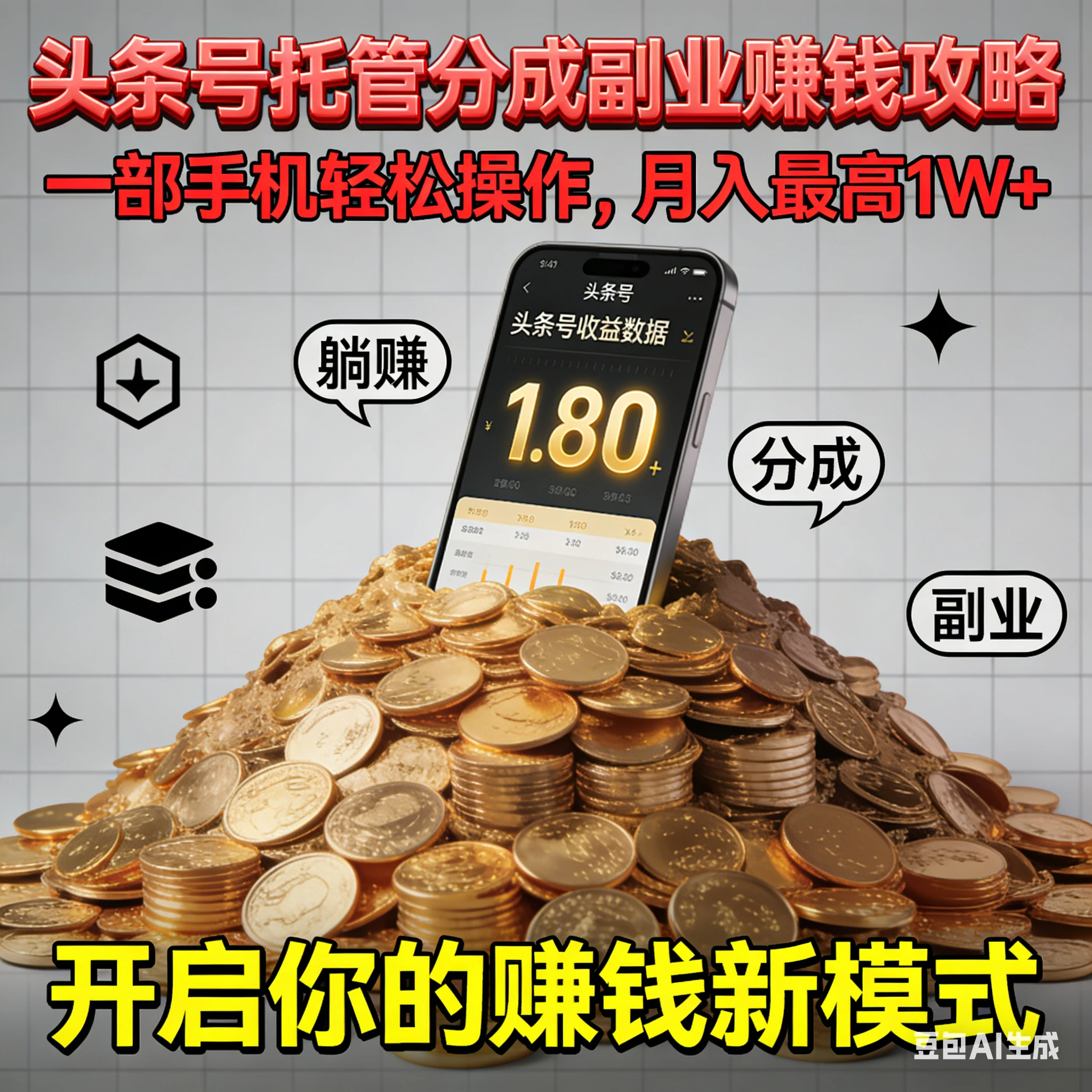 全程托管今日头条,一部手机开干,每天5分钟,最高躺赚1W+-百盟网