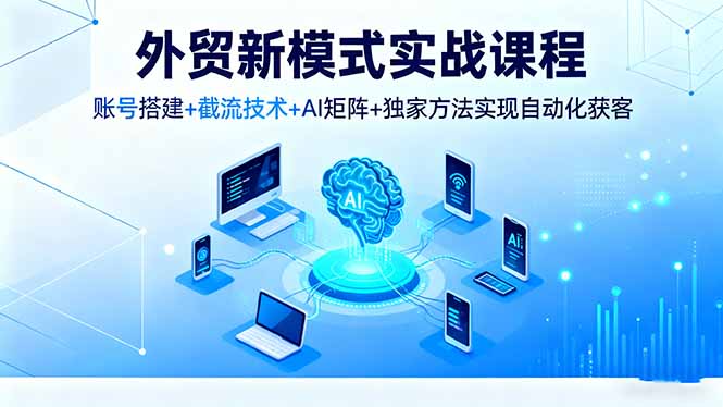 外贸新模式实战课程，账号搭建+截流技术+AI矩阵+独家方法实现自动化获客-百盟网