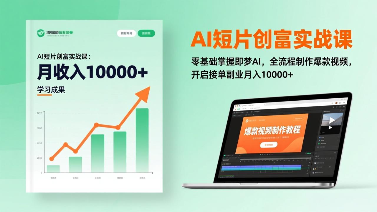 AI短片创富实战课：零基础掌握即梦AI，全流程制作爆款视频，开启接单副业月入10000+(更新-百盟网