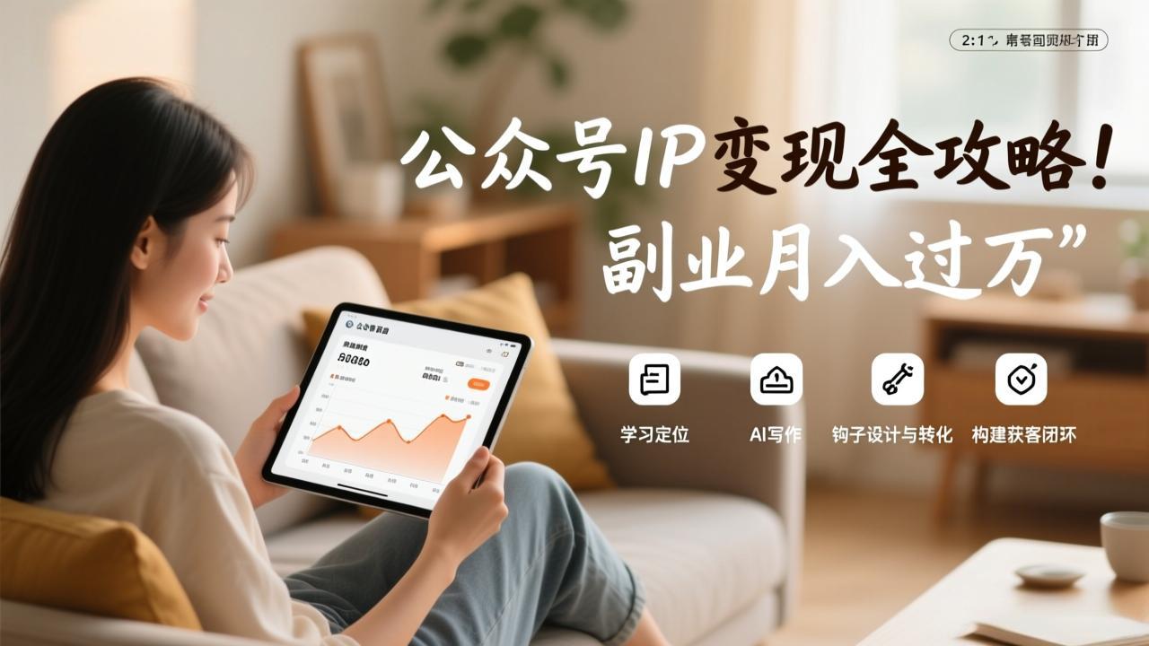 公众号IP变现全攻略，学习定位、AI写作、钩子设计与转化，构建获客闭环，副业月入过万-百盟网