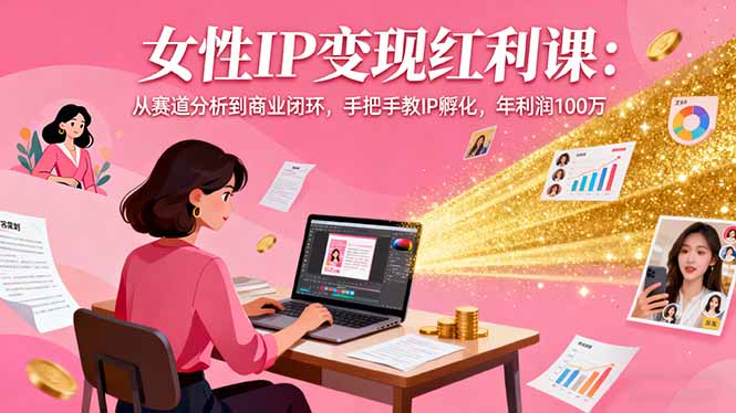女性IP变现红利课：从赛道分析到商业闭环，手把手教IP孵化，年利润100万-百盟网