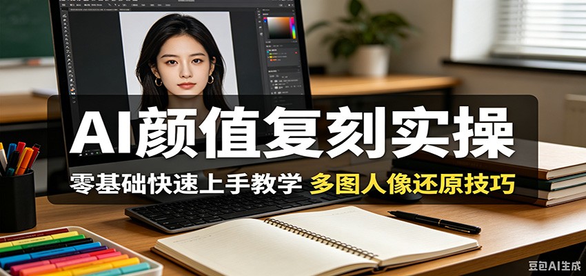 AI颜值复刻实操,零基础快速上手教学,多图人像还原技巧-百盟网