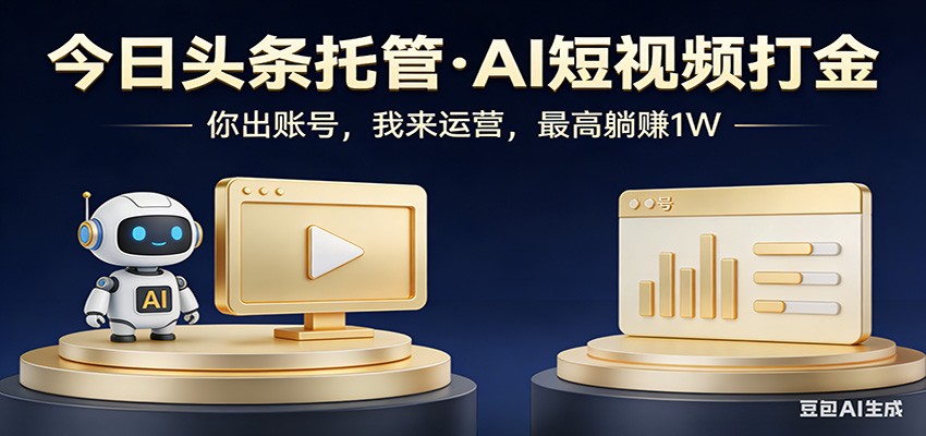 头条号AI托管，我提供作品，你提供账号，每天5分钟发布，小白躺赚3000+-百盟网