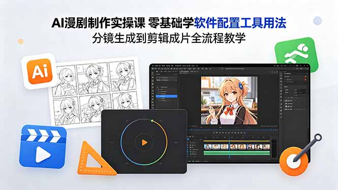 AI漫剧制作实操课 零基础学软件配置工具用法 分镜生成到剪辑成片全流程教学-百盟网