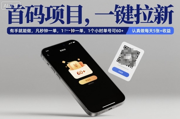 首码项目，一键拉新，有手就能做，几秒钟一单，1个小时单号可60+，认真做每天5张+收益【揭秘】-百盟网