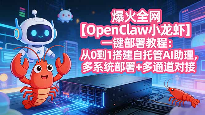 爆火全网【OpenClaw 小龙虾】一键部署教程：从0到1搭建自托管AI助理，多系统部署+多通道对接-百盟网