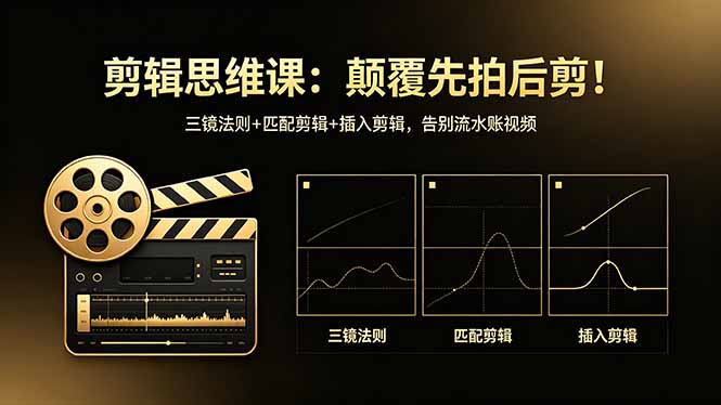 剪辑思维课：颠覆先拍后剪！三镜法则+匹配剪辑+插入剪辑，告别流水账视频-百盟网