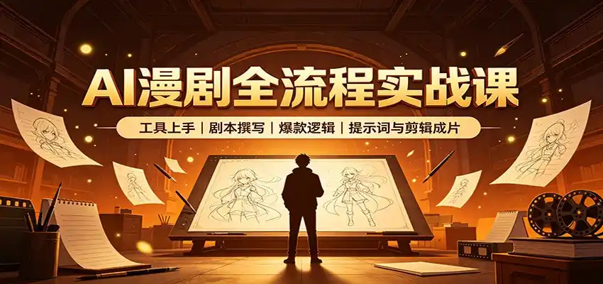 AI漫剧全流程实战课：工具上手、剧本撰写、爆款逻辑、提示词与剪辑成片-百盟网