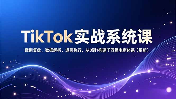 TikTok实战系统课，案例复盘、数据解析、运营执行，从0到1构建千万级电商体系(更新-百盟网