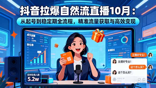 抖音拉爆自然流直播10月：从起号到稳定期全流程，精准流量获取与高效变现-百盟网
