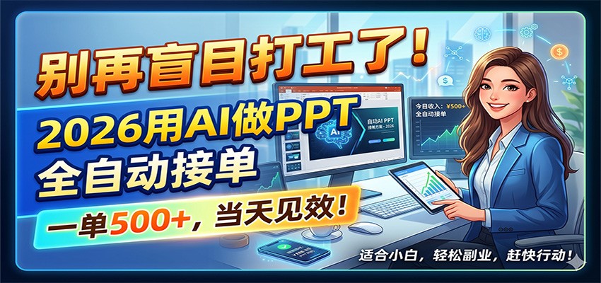 别再盲目打工了！2026用AI做PPT全自动接单，一单5张+，当天见效！-百盟网