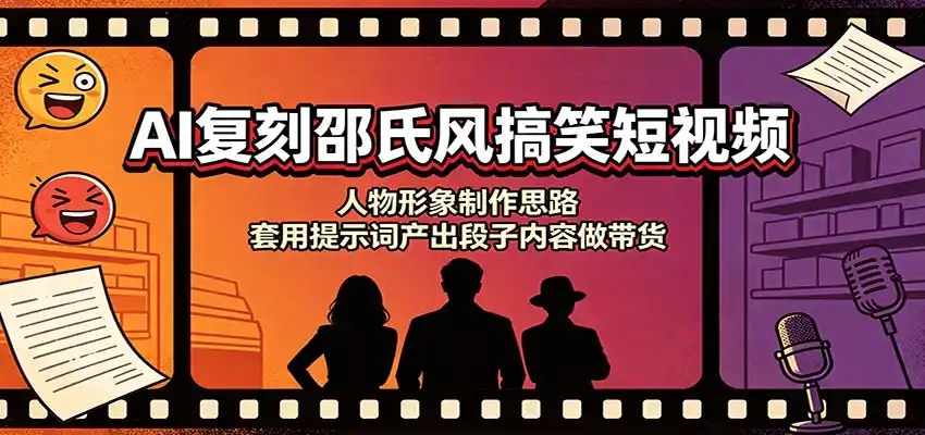 AI复刻邵氏风搞笑短视频：人物形象制作思路，套用提示词产出段子内容做带货-百盟网