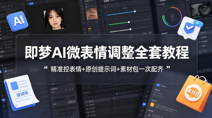 即梦AI微表情调整全套教程,精准控表情+原创提示词+素材包一次配齐-百盟网