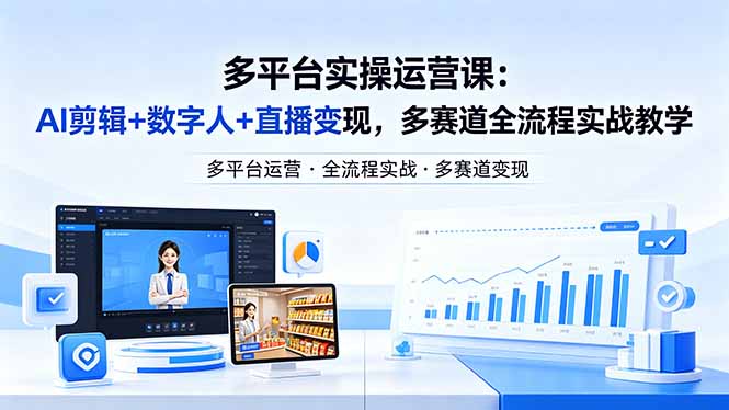 某团队多平台实操运营课-更新26年4月20:AI剪辑+数字人+直播变现,多赛道全流程实战教学-百盟网