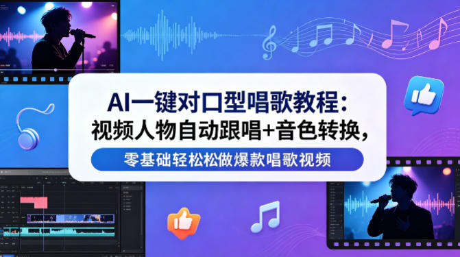 AI一键对口型唱歌教程:视频人物自动跟唱+音色转换,零基础轻松做爆款唱歌视频-百盟网