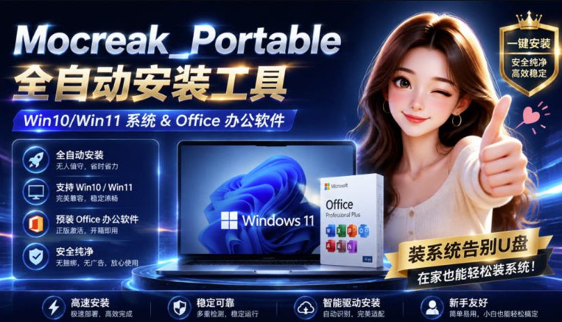 Mocreak全自动安装office和win10、win11系统，告别U盘装系统，使用安全可靠-百盟网
