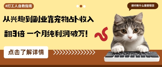 从兴趣到副业靠宠物占卜收入翻3倍一个月纯利润破W-百盟网
