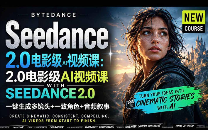 字节跳动的Seedance 2.0 AI电影视频生成制作教程,一键生成多镜头+一致角色+音频叙事-中英字幕-百盟网