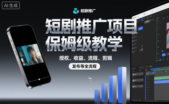短剧推广项目保姆级教学，授权、收益、流程、剪辑，发布等全流程-百盟网