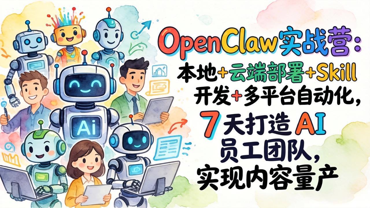 OpenClaw实战营：本地+云端部署+Skill开发+多平台自动化，7 天打造 AI 员工团队，实现内容量产-百盟网