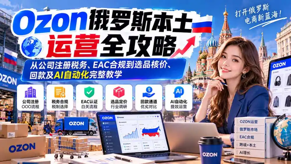 Ozon俄罗斯本土运营全攻略：从公司注册税务、EAC合规到选品核价、回款及AI自动化完整教学