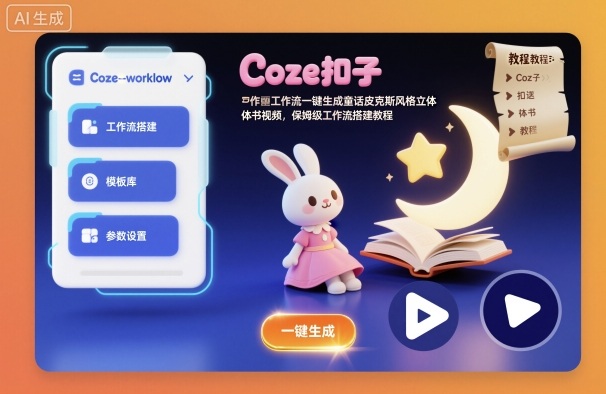 Coze扣子工作流一键生成童话皮克斯风格立体书视频，保姆级工作流搭建教程-百盟网