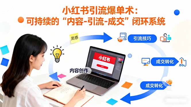 小红书引流爆单术：构建一套低成本 可持续的“内容-引流-成交”闭环系统-百盟网