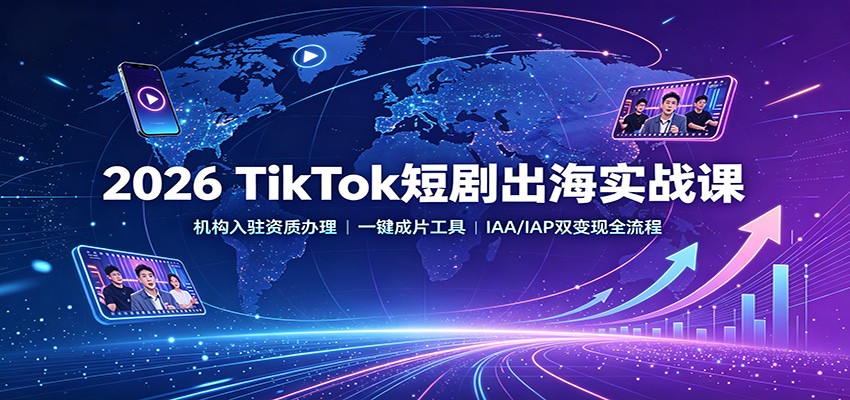 2026 TikTok短剧出海实战课：机构入驻资质办理，一键成片工具，IAA/IAP双变现全流程-百盟网