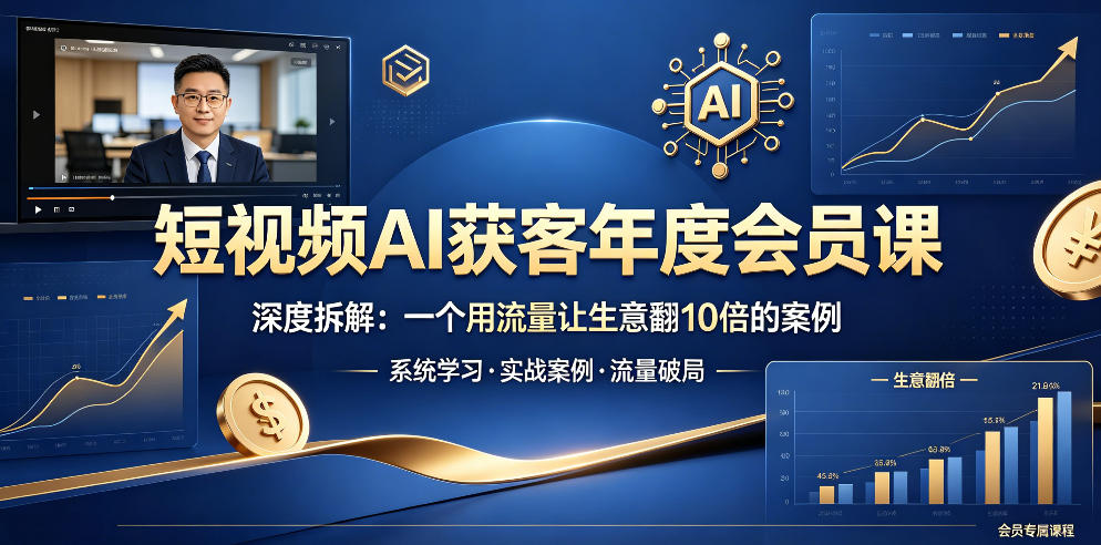 短视频AI获客年度会员课，深度拆解，一个用流量让生意翻10倍的案例-百盟网