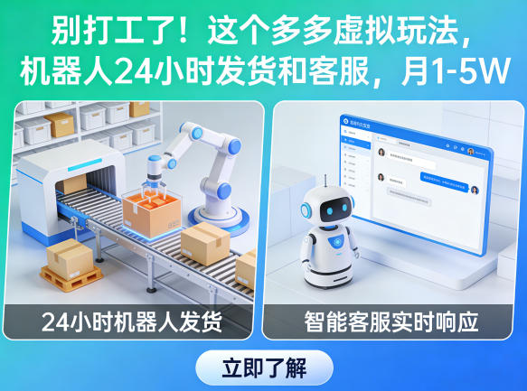 别打工了！这个多多虚拟玩法，机器人24小时发货和客服，月1-5W【揭秘】-百盟网