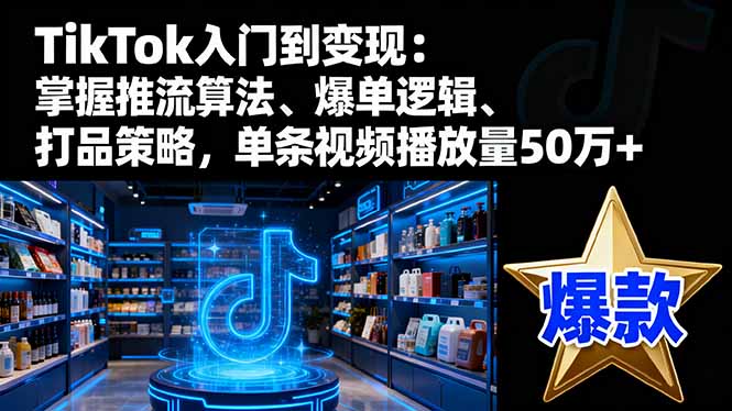 TikTok入门到变现：掌握推流算法、爆单逻辑、打品策略，单条视频播放量50w-百盟网