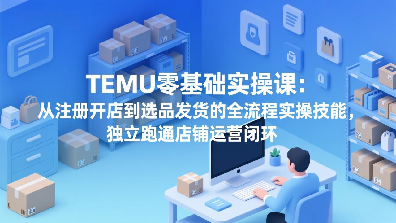 TEMU零基础实操课：从注册开店到选品发货的全流程实操技能，独立跑通店铺运营闭环-百盟网