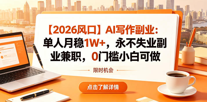 【2026风口】AI写作副业：单人月稳1W+，永不失业副业兼职，0门槛小白可做【揭秘】-百盟网