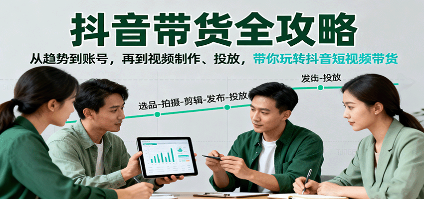 抖音带货全攻略：从趋势到账号，再到视频制作、投放，带你玩转抖音短视频带货-百盟网