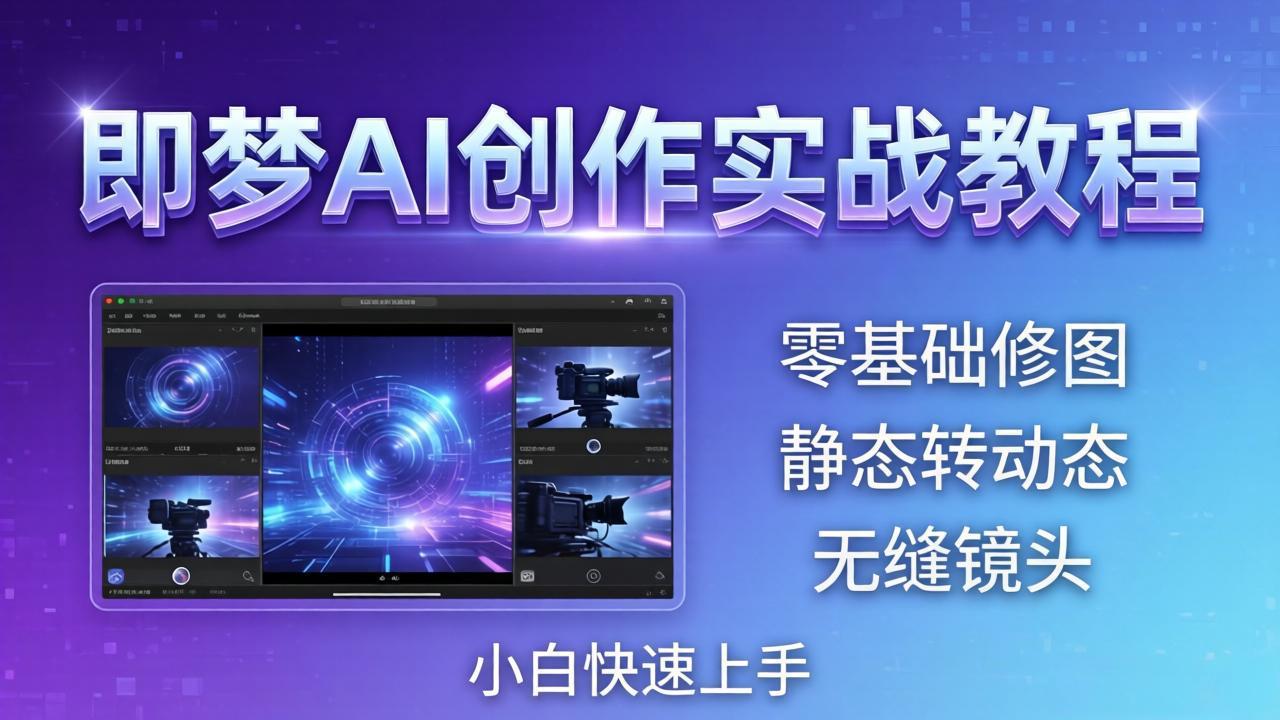 即梦AI创作实战教程,从零基础修图到AI导演,实战教学静态转动态+无缝镜头,小白快速上手-百盟网