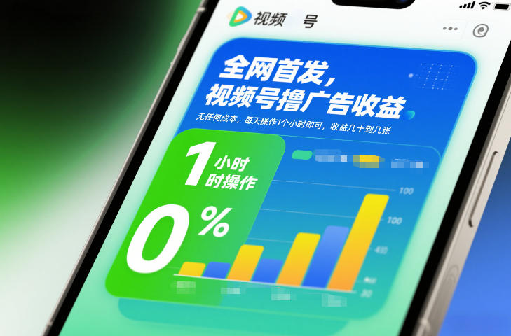 全网首发，视频号撸广告收益，无任何成本，每天操作1个小时即可，收益几十到几张-百盟网