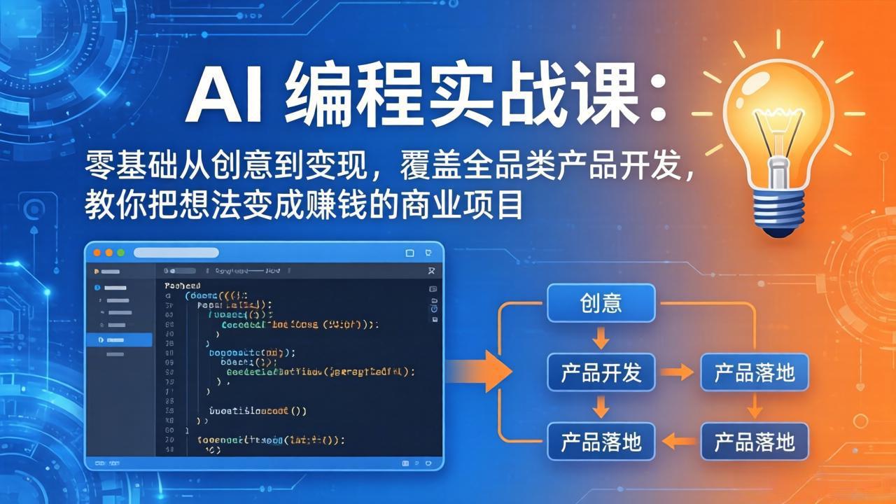 AI编程实战课-第三期-5月更新：零基础从创意到变现，覆盖全品类产品开发，把想法变成赚钱项目-百盟网