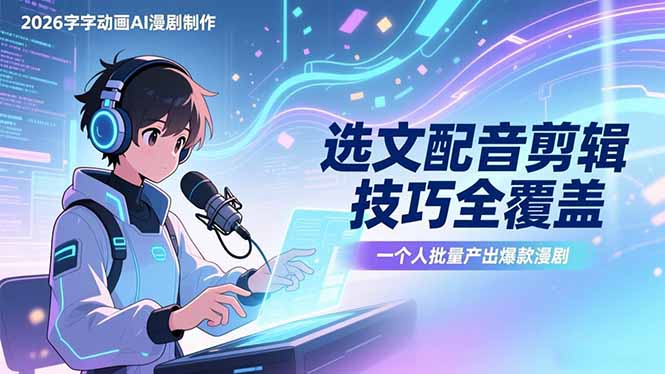 2026字字动画AI漫剧制作-1期，选文配音剪辑技巧全覆盖，一个人就能批量产出爆款漫剧-百盟网