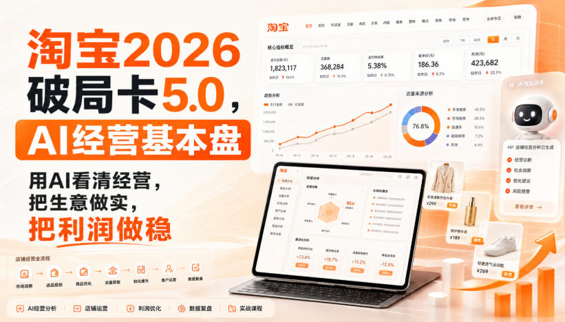 智篆商业-淘宝2026破局卡5.0,AI经营基本盘,用AI看清经营,把生意做实,把利润做稳-百盟网