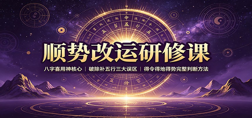 顺势改运研修课：八字喜用神核心，破除补五行三大误区，得令得地得势完整判断方法-百盟网
