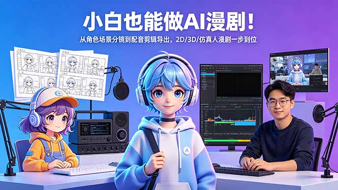 小白也能做AI漫剧！从角色场景分镜到配音剪辑导出，2D/3D/仿真人漫剧一步到位-百盟网