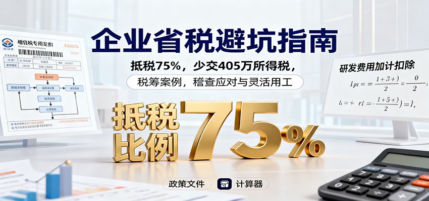 企业省税避坑指南：抵税75%，少交405万所得税，税筹案例，稽查应对与灵活用工-百盟网